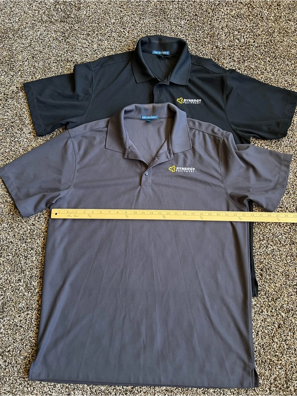 Port Authority Men's Polo Shirts in Black and Gray with Yellow Logo
